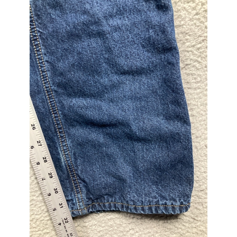 Cabela's Casuals Flannel Lined Jeans Women 14 Long Blue Denim Plaid Insulated - Picture 9 of 16